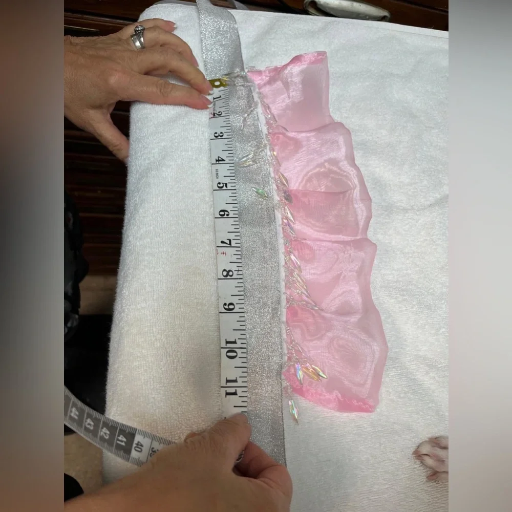 Stylish Pink and Gray Dog Tutu Skirt with stones